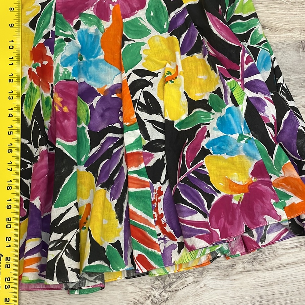 Lauren Ralph Lauren Multi-Color Floral & Leaf Print Pleated Knee Length Skirt 4P - Picture 12 of 12